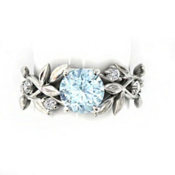 Vintage Silver Topaz Cocktail Ring Size 7 8 9 10 - Picture 3 of 8